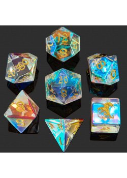 Dragon's Hoard Glass Dice Set - Prismatic Crystal K9